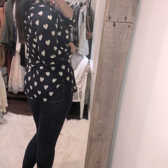 Blue Rain size medium navy blue heart print tunic top - Picture 3 of 5